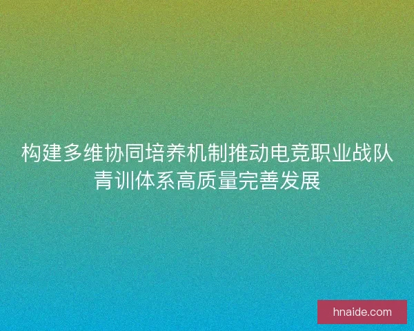 构建多维协同培养机制推动电竞职业战队青训体系高质量完善发展
