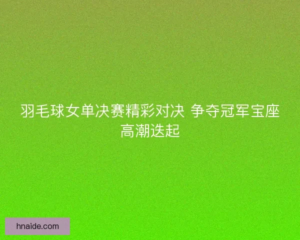 羽毛球女单决赛精彩对决 争夺冠军宝座高潮迭起